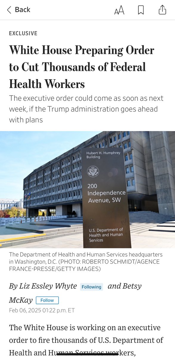 Liz Essley Whyte (@l_e_whyte) on Twitter photo NEW - White House preparing executive order to fire thousands of federal health agency workers
With <a href="/betswrites/">Betsy McKay</a> NEW - White House preparing executive order to fire thousands of federal health agency workers
With <a href="/betswrites/">Betsy McKay</a>