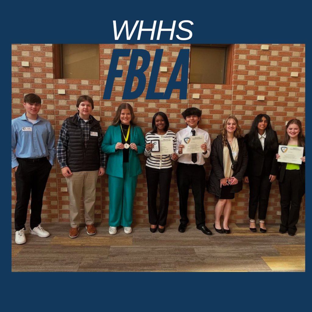 WHHS FBLA attended the District III Conference in Stuttgart. Congratulations to Aly Hobson for being elected District III Secretary.   Logan Glynn, Daniel Dominguez,  and Keylee Via advanced to the State Conference in April.  Congratulations to our WHHS FBLA students!