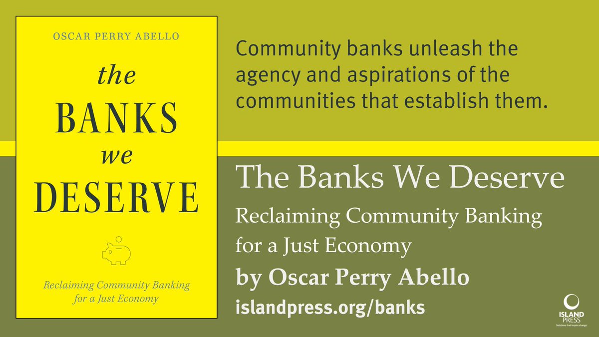 Island Press (@islandpress) on Twitter photo For a community or industry that is being ignored by big banks, the idea of starting up a new bank or credit union rarely figures as an option. THE BANKS WE DESERVE by <a href="/oscarthinks/">oscar perry abello</a> shows advocates, organizers, and innovators how it can be done. islandpress.org/banks For a community or industry that is being ignored by big banks, the idea of starting up a new bank or credit union rarely figures as an option. THE BANKS WE DESERVE by <a href="/oscarthinks/">oscar perry abello</a> shows advocates, organizers, and innovators how it can be done. islandpress.org/banks