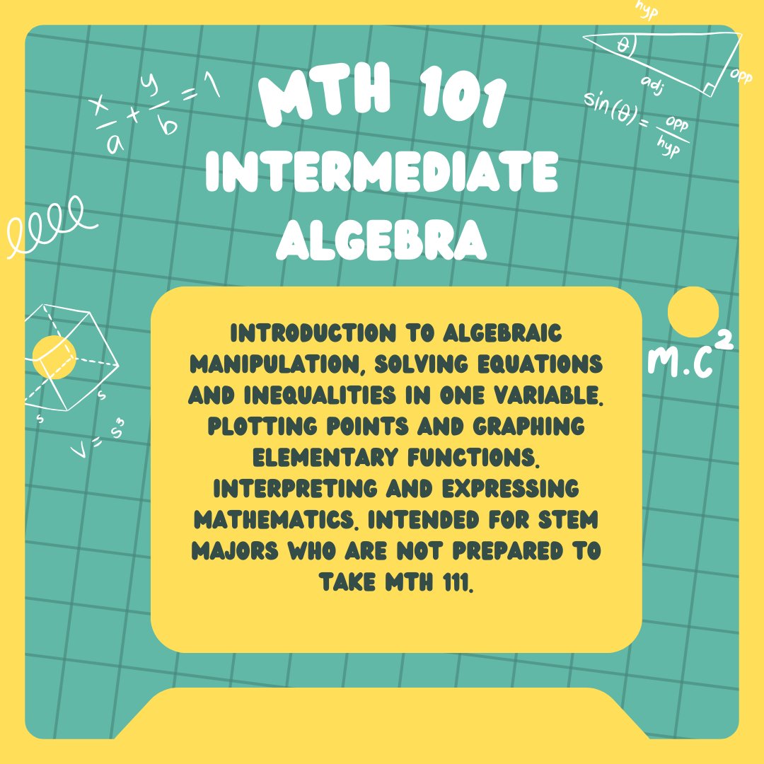URISummer's tweet image. Ready to conquer Algebra this summer? 🌞📐 Join us this Summer for MTH 101 – the perfect way to boost your skills and get ahead before fall semester! #Math101 #Algebra #SummerClasses #URI #GetAhead #STEMSuccess