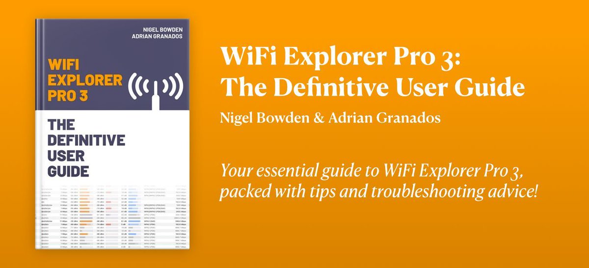Exciting news! The e-book edition of WiFi Explorer Pro 3: The Definitive User Guide is now available on these platforms (pricing varies by platform):

📖 Apple Books: buff.ly/4k0KvFt
📖 Google Play Books: buff.ly/3CHJt01
📖 Amazon Kindle: buff.ly/3CqNV3m