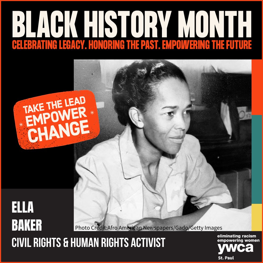 Ella Josephine Baker was an African American civil rights and human rights activist. Known as the "Mother of the Civil Rights Movement," Baker was instrumental in founding the NAACP and SNCC. #BlackHistoryMonth #ONEYWCA