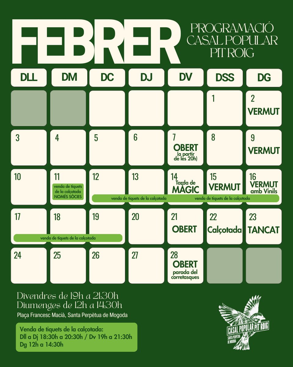 El calendari d aquest mes de febrer