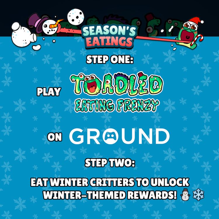 ❄️  SEASONS'S EATINGS 
🐸 We just started a new in-game event!
⛷️  Play now on <a href="/gameroundco/">G.Round 🎮🕹️👾</a> to unlock Winter-themed goodies!

👉️  gameround.co/detail/604/ 👈️ 

#indiegame #gamedev #playtesting