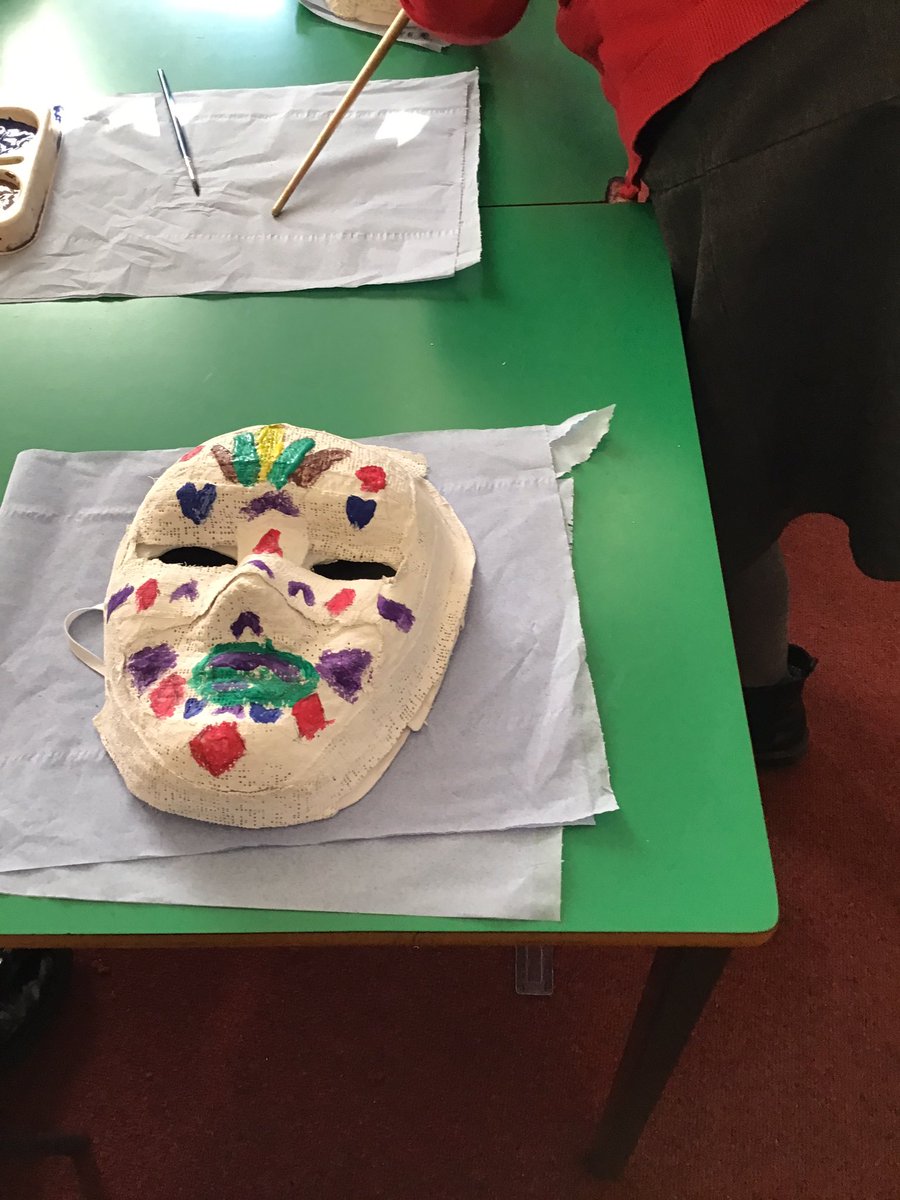 LeighPrimary's tweet photo. Year 5 are having fun painting Mayan masks as part of our history topic #mayanmasks  #history #art  #craft https://t.co/P8dpM3fm9v
