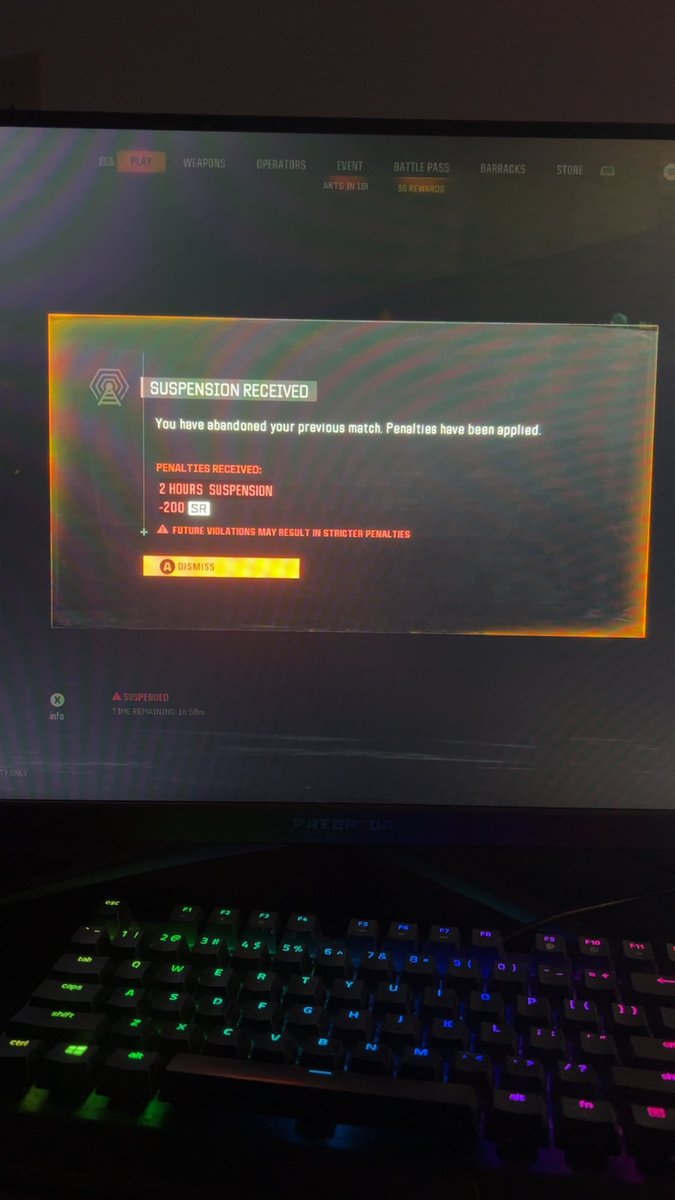 basedbilld's tweet photo. @Treyarch Instead of doing all these events and collabs fix your game! I can't play without getting dev errors 😁 https://t.co/zfum3ZmKNH