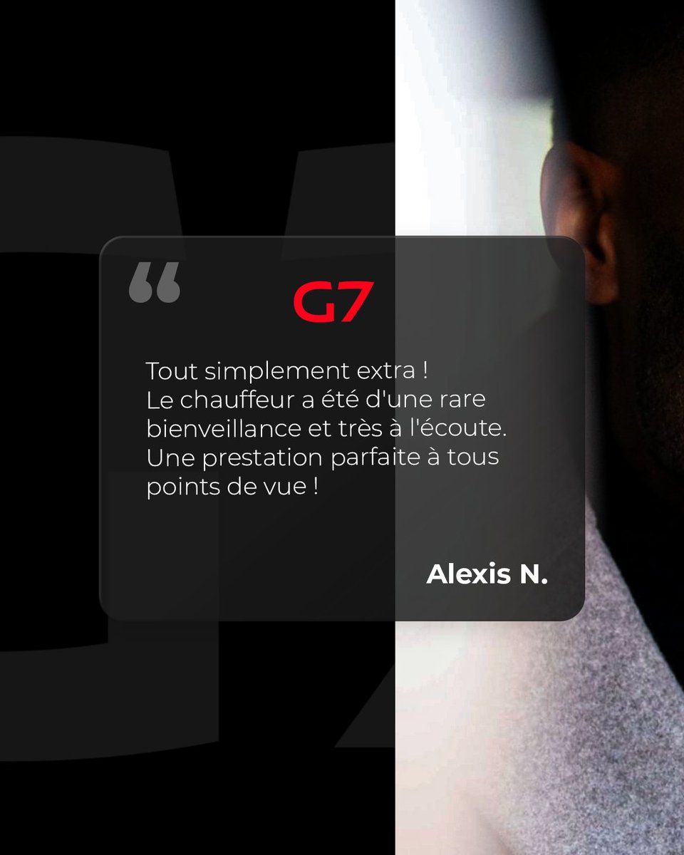 TAXISG7's tweet photo. Chez G7, nous plaçons toujours votre satisfaction au coeur de nos priorités.

Merci de nous faire confiance ! 🚕❤️

#G7Taxis #G7Paris #Paris #Excellence #Témoignage https://t.co/itrWLLvxwA