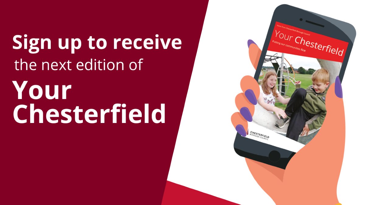 📰| The next edition of Your Chesterfield is arriving next month!

It will include all the latest news from across the borough and details of some fantastic events taking place over the next few months.

Sign up to receive it directly to your inbox:
chesterfield.gov.uk/your-council/y…