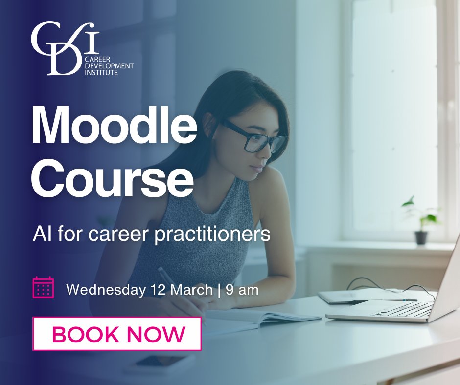 AI for career practitioners, Wednesday 12 March, 9 am
In 6 weeks, you will gain well-rounded perspectives, skills and resources to evaluate, adopt and apply AI solutions to career journeys.

Deadline: Tuesday 25 March, 12pm 
Register now: ow.ly/o4pT50USgyo