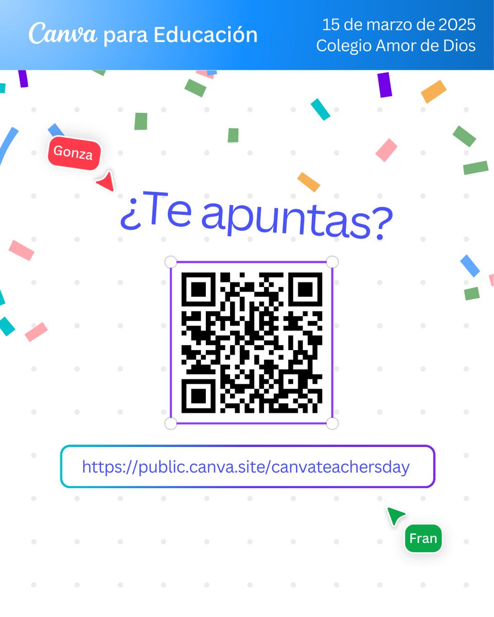 abcdeEle's tweet image. ¡Vuelvo a los talleres presenciales en el #CanvaTeachersDay! 🎉 Exploraremos cómo la IA puede ayudarte a crear materiales didácticos. 🚀✨

📍 Nos vemos el 15 de marzo  🎟️ Info aquí 👉 public.canva.site/canvateachersd… #CanvaParaEducacion #IAparaEducadores