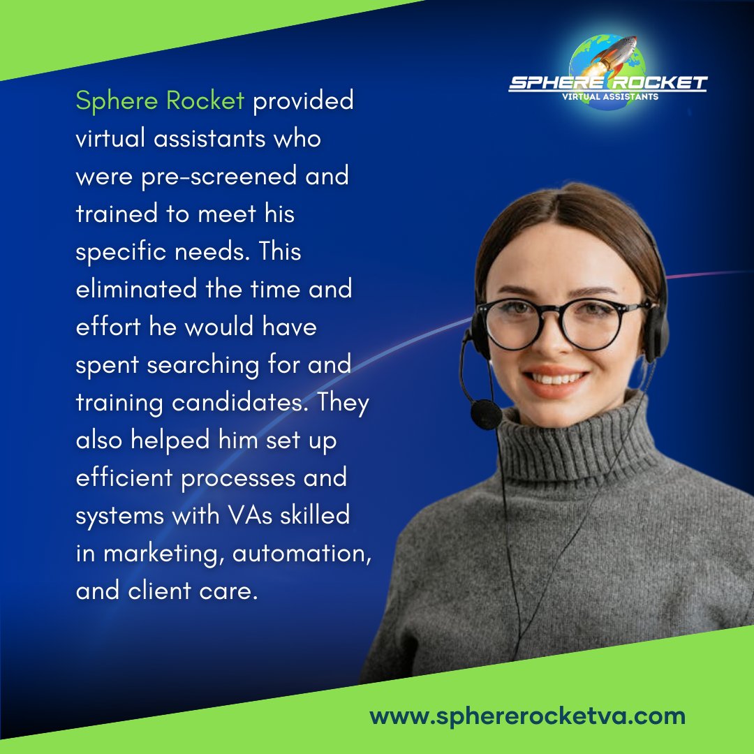 Sphererocketva's tweet photo. Running a business means knowing when to get help! Christopher of The Nolan Group &amp; Rapid Prospect scaled faster with VAs handling marketing &amp; client care—letting him focus on growth. See how Sphere Rocket made it happen!
Read more: https://t.co/j4wOLm024h
#DelegateToGrow https://t.co/jAko8UtYGp