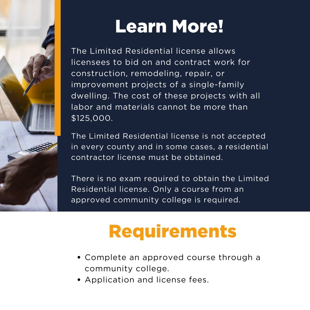 rocket_cert's tweet image. 🚨 Exciting News! 🚨 We’re thrilled to partner with @volstatecampus to offer the Limited Residential Contractor License Training Course. Get the education and training you need to earn your license and grow your career. 
#RocketCert #VolState #GetCertified #Tennessee #Contractor