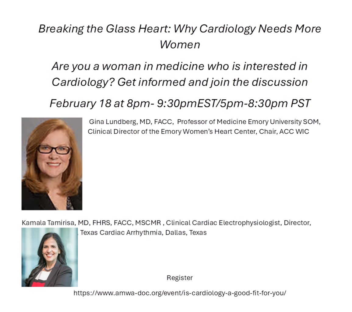 Georgia Chapter ACC (@acc_georgia) on Twitter photo Breaking the Glass Heart: Why Cardiology Needs More Women
February 18
#ACCWIC <a href="/ACCinTouch/">American College of Cardiology</a> <a href="/gina_lundberg/">Gina Lundberg MD FACC FAHA</a>
Register here: amwa-doc.org/event/is-cardi… Breaking the Glass Heart: Why Cardiology Needs More Women
February 18
#ACCWIC <a href="/ACCinTouch/">American College of Cardiology</a> <a href="/gina_lundberg/">Gina Lundberg MD FACC FAHA</a>
Register here: amwa-doc.org/event/is-cardi…