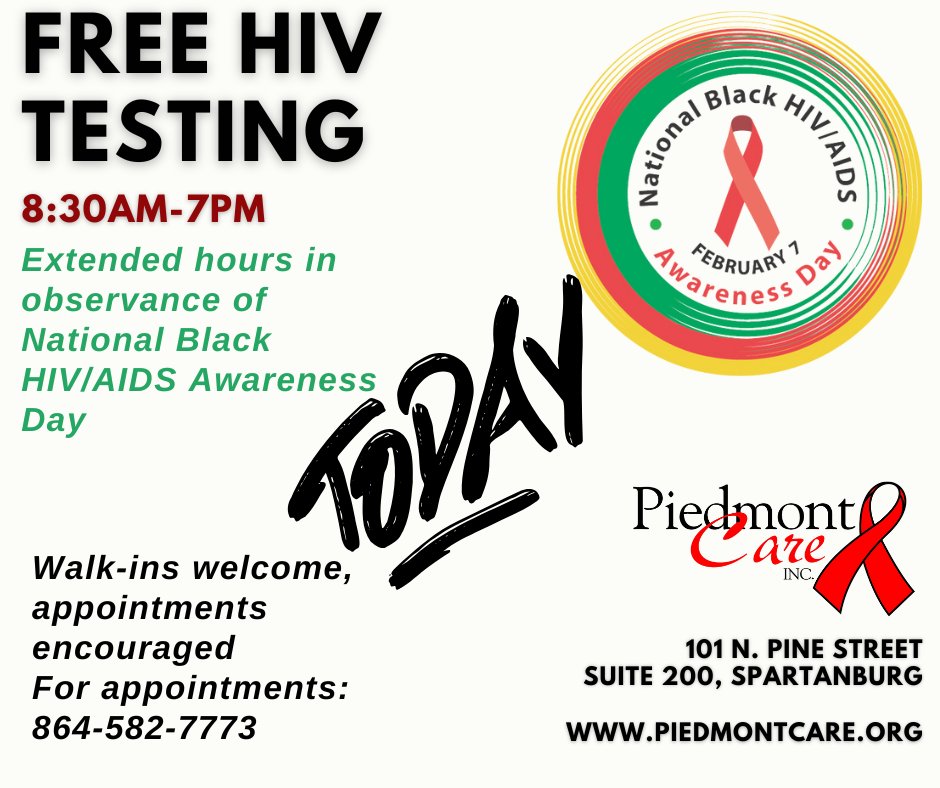Today! Free and confidential HIV testing until 7pm.

#NBHAAD #KnowYourStatus #KnowYourStatusGetTested
