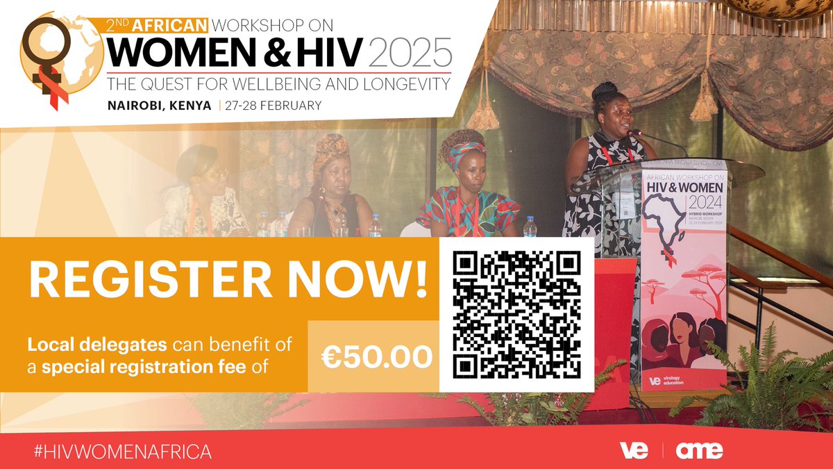 The 2nd African Workshop on Women &amp; HIV 2025 is almost here! 
📍 Nairobi, Kenya
📅 27–28 February

Join health providers, researchers, advocates &amp; community leaders at an exciting knowledge platform on #HIV and #WomensHealth in Africa.

📢 Register now: virology.eventsair.com/african-worksh…