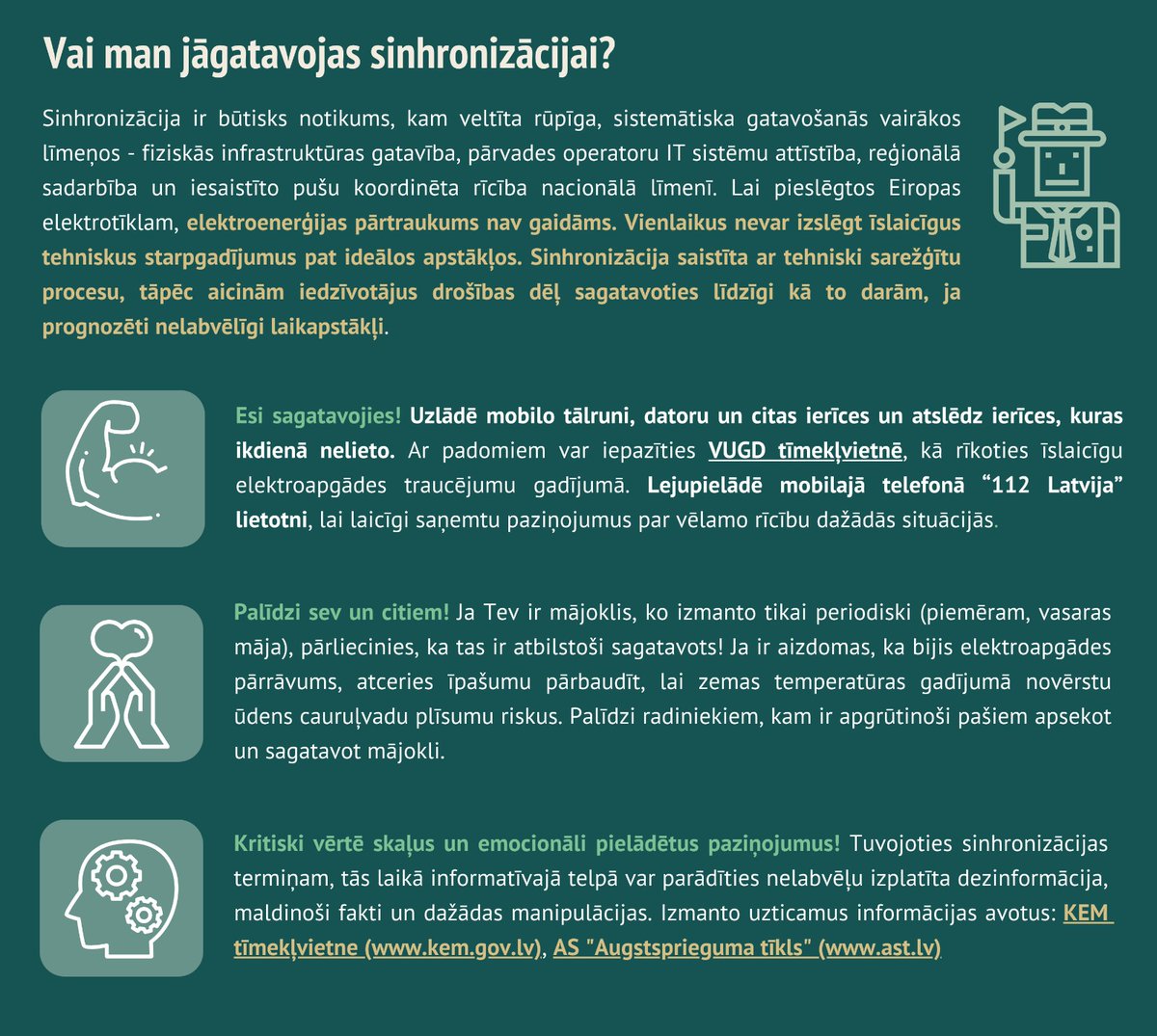 🇱🇻 🇱🇹🇪🇪Baltijas valstu sinhronizācija ar Eiropu: Informatīvs materiāls FIZISKĀM PERSONĀM.  🇱🇻 🇱🇹🇪🇪 
✅ Vairāk informācijas: kem.gov.lv/lv/baltijas-va… 

#brell #sinhronizācija  #kasparsmelnis #klimataunenergetikasministrija