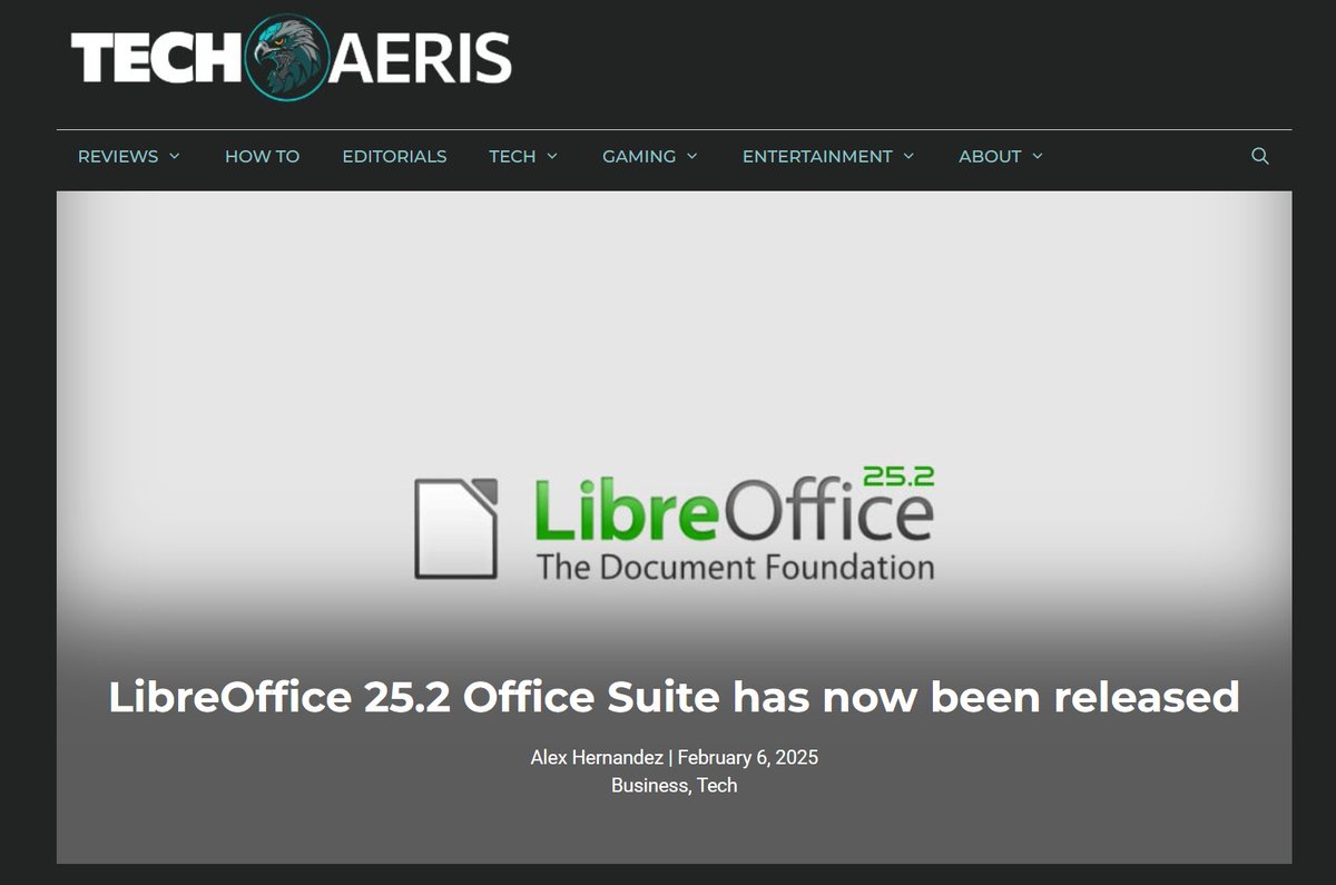 techaeris's tweet image. LibreOffice 25.2 Office Suite has now been released

#LibreOffice #technews 

Link to article in thread below