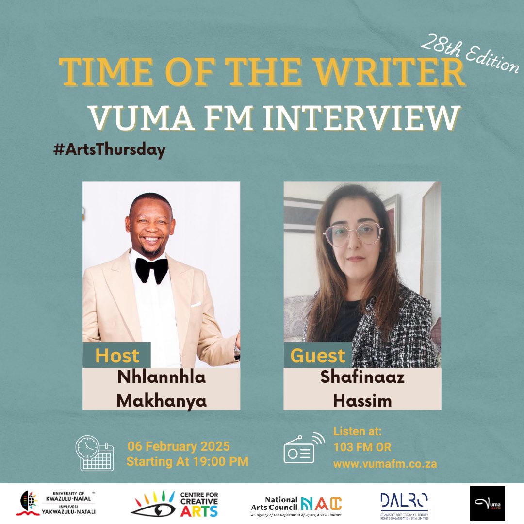 Catch <a href="/shafinaaz/">Shafinaaz Hassim</a> on <a href="/VumaFM/">Vuma FM</a> tonight!📻🎉

🗓️Date: today 6 February 
⏰Time: 19:00 
📻Station: 103 FM or vumafm.co.za/listen-live/

Tune in to the with host Nhlanhla Makhanya <a href="/NhlanhlaMak/">Nhlanhla Makhanya</a> for an insightful discussion all about the upcoming festival and what you can expect this year!