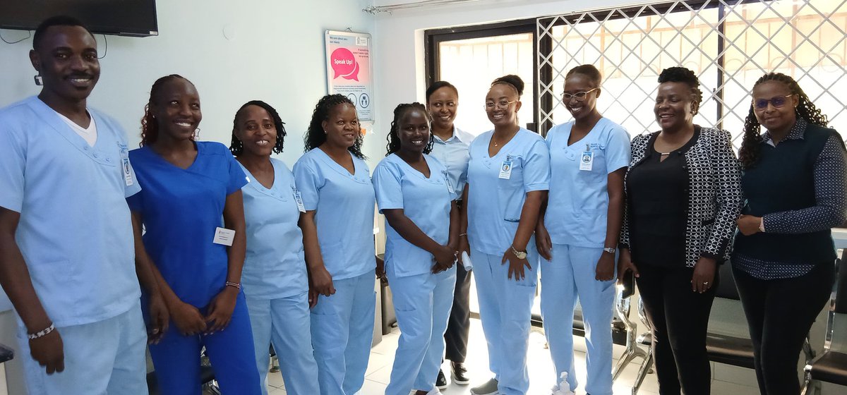 Ready to serve! Our staff at the newly opened Runda Premier Clinic at Runda mall with our Director for People and Development during a learning session this week. The new clinic is already providing health care services to members of the public.