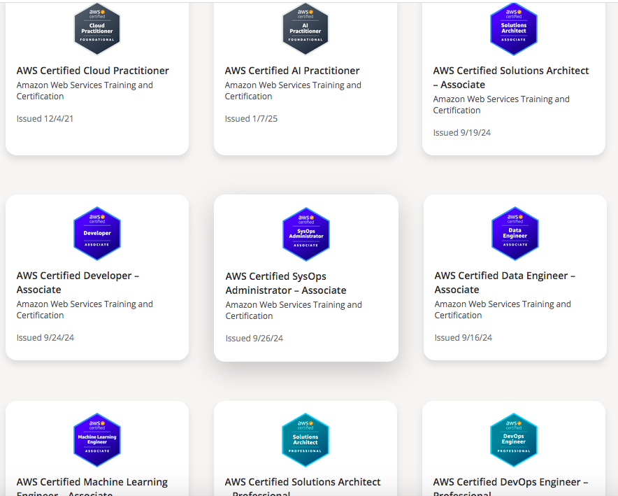 drump_fire's tweet photo. AWS MLA受かってたので、2025年度もAll Certifications Engineer 確定です 。引き続きよろしくお願いいたします。
#AWS認定 https://t.co/Nfu3P1hxgI