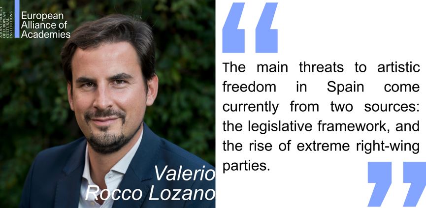 The philosopher and director of <a href="/cbamadrid/">Círculo de Bellas Artes - Casa Europa</a>, <a href="/RoccoLozano/">Valerio Rocco Lozano</a>, reports on how the national legislative framework and the rise of extreme right-wing parties are threatening the arts and culture in Spain.

Find the complete text: allianceofacademies.eu/news/current-s…