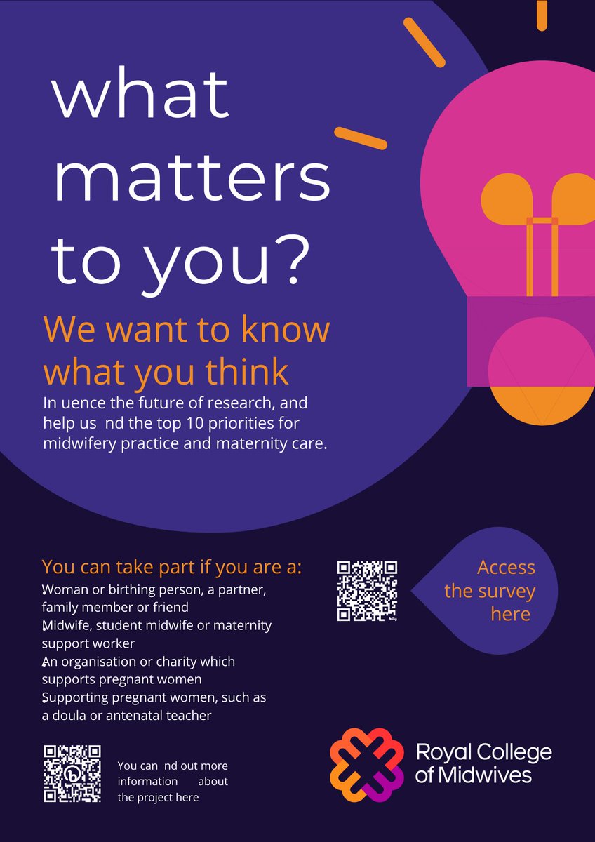 Wellbeing of Women (@wellbeingofwmen) on Twitter photo <a href="/MidwivesRCM/">Royal College of Midwives 💙</a> have just launched the second survey for their Research Prioritisation Project. Learn more: here #RCMresearchpriorities
Calling all women, birthing people, organisations, midwives, MSWs and those interested in maternity services – influence the future of midwifery <a href="/MidwivesRCM/">Royal College of Midwives 💙</a> have just launched the second survey for their Research Prioritisation Project. Learn more: here #RCMresearchpriorities
Calling all women, birthing people, organisations, midwives, MSWs and those interested in maternity services – influence the future of midwifery