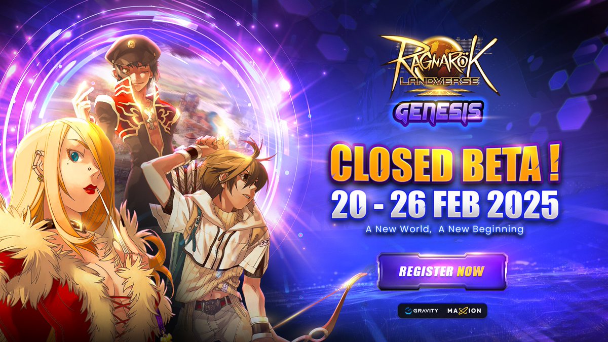 The wait is about to be over. 🏹

The Ragnarok Landverse Genesis Closed Beta is kicking off from February 20 to February 26, 2025, offering all Ragnarok fans an exclusive week-long preview of the game!

👉 Sign up: rolg.maxion.gg