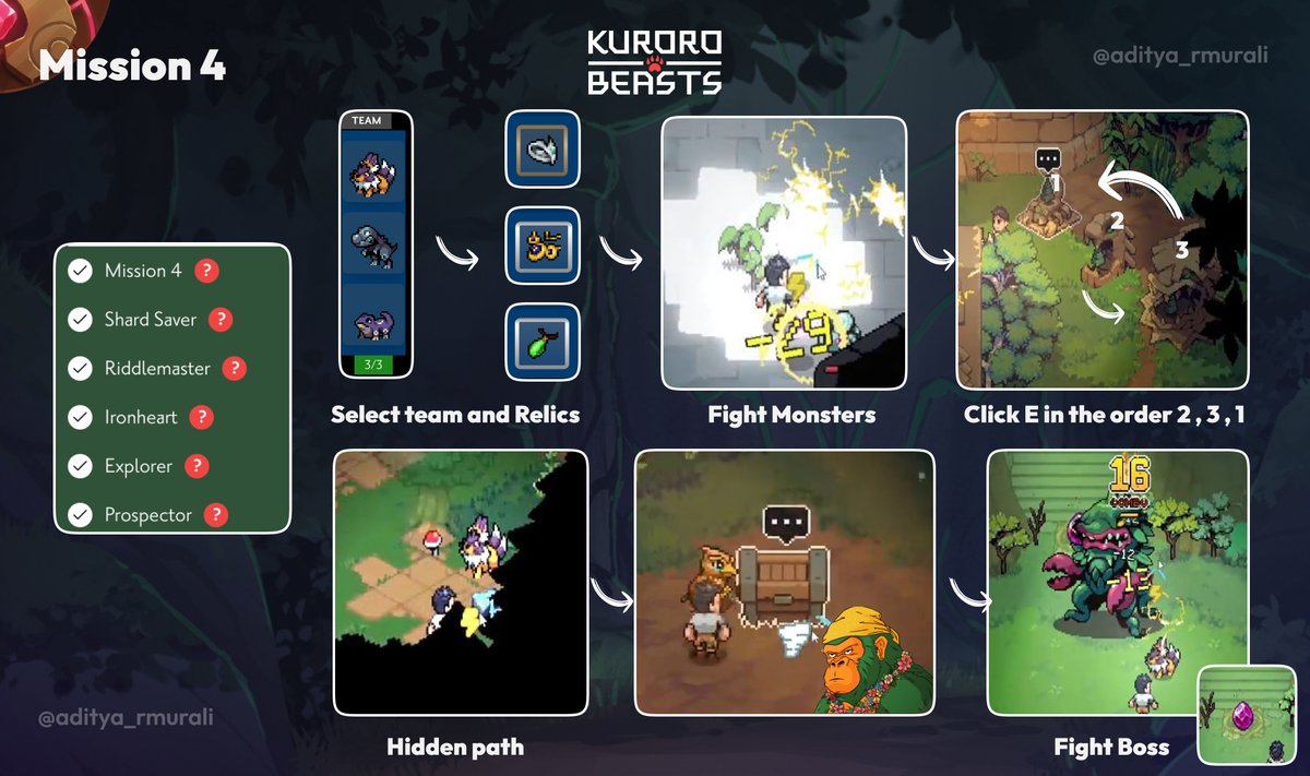 🚨 <a href="/kurorobeast/">Kuroro Beasts</a> X <a href="/Ronin_Network/">Ronin</a> 🚨

All 4 Missions with Objectives Guide 🔥

Go to hub.kuroro.com/wilds?referral… &amp; Login with Ronin wallet

Mission 1
✨ Go to last room &amp; get the Key
✨ Get shocked by the electric machine and use the stairs to get to the top floor of the ship
✨ Make
