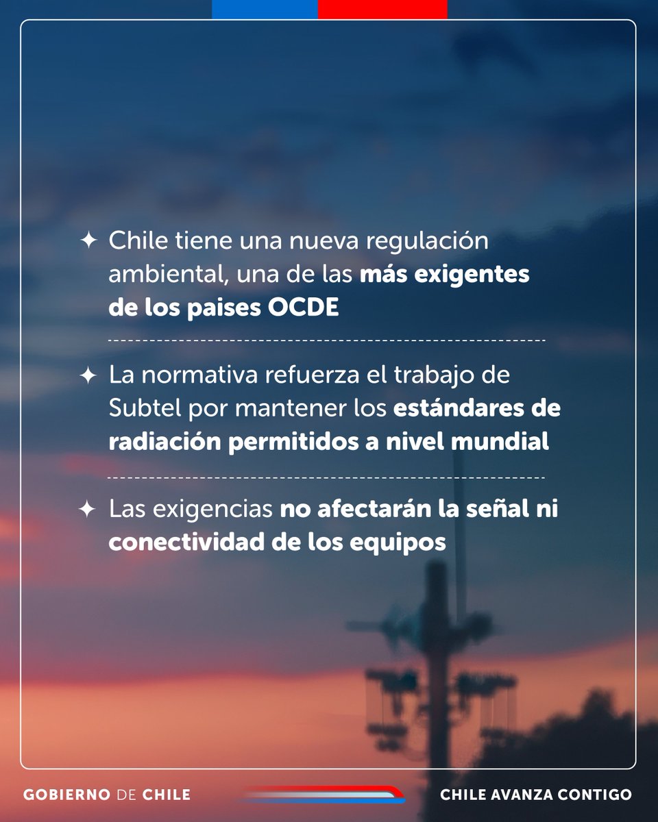 ¡Publicamos nueva normativa sobre radiación electromagnética en telecomunicaciones!📲 
🔹 Establece límites estrictos para todas las tecnologías
🔹Nuevos estándares entre los + exigentes a nivel mundial
🔹 Conectividad del país no se verá afectada
🗓️Entrará en vigencia en 6 meses