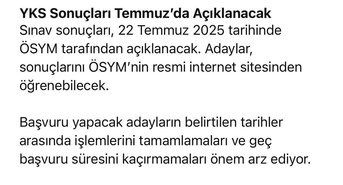 HavzaRam's tweet photo. 2025 YKS başvuruları başladı ❗️ 

Adaylar 6 Şubat - 30 Mart tarihleri arasında başvurularını ÖSYM sitesi üzerinden gerçekleştireceklerdir. https://t.co/OYmSxWVaE5