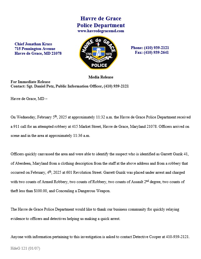 HdGPolice's tweet photo. Press Release 
Robbery Arrest https://t.co/qQwZTfv1fV