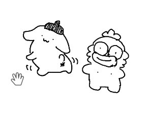 わたしの描いたうろ覚えポムポムプリンとハンギョドンです 