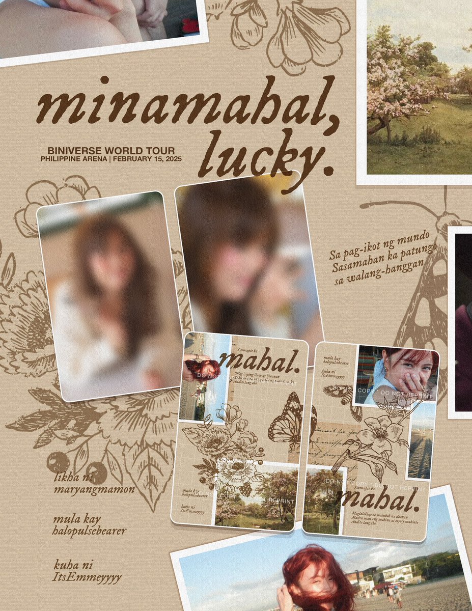 ultmaraiah's tweet image. MINAMAHAL, LUCKY—a Biniverse: The World Tour Fan Support by Teddy Marie

🎶 Kumapit ka, mahal… 🎶

Girlfriend set— unseen @bini_maloi photocards. Backprints are connecting designs pero stand-alone rin! (Ang ganda, right? I’m in love!)

📅: Feb 15, 2025
📍: PH Arena (probably…
