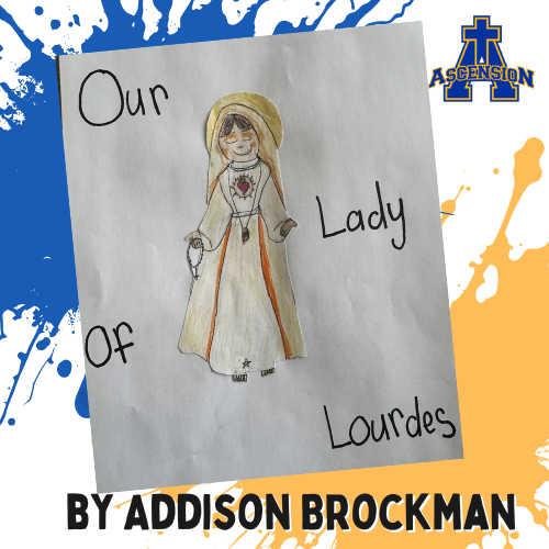 ascmullaney's tweet photo. Addison Brockman’s beautiful depiction of Our Lady of Lourdes will be featured in The Record this weekend! Check out her artwork at the link below: 
https://t.co/f4t6EzVYpn https://t.co/z51Jt48X1d