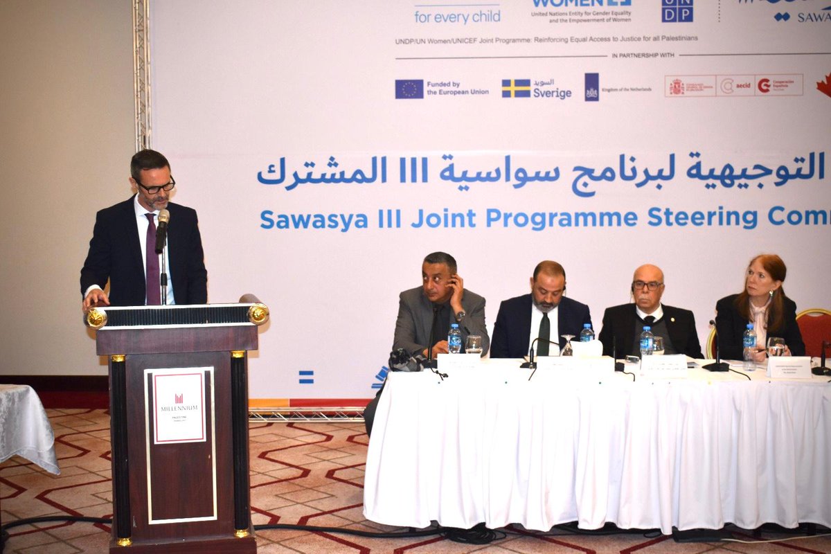 SawasyaPal's tweet image. Today in Ramallah, the Steering Committee of the Sawasya III Joint Programme came together to approve the 2025 Annual Work Plan, reinforcing its dedication to equal access to justice for all Palestinians.
#Rule_of_Law