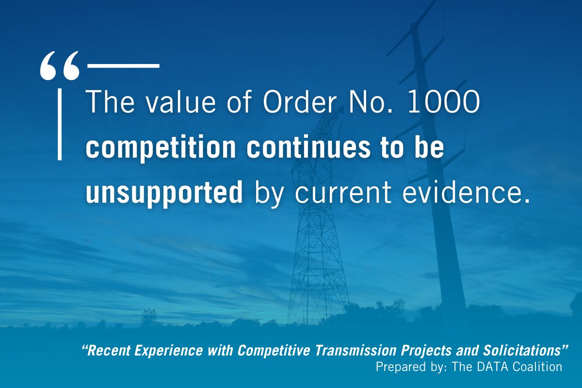 JUST IN! New report from Developers Advocating Transmission Advancements (DATA) Coalition demonstrates that competitive bidding is detrimental to transmission planning.

Discover more here: ow.ly/kZff50UUwh1