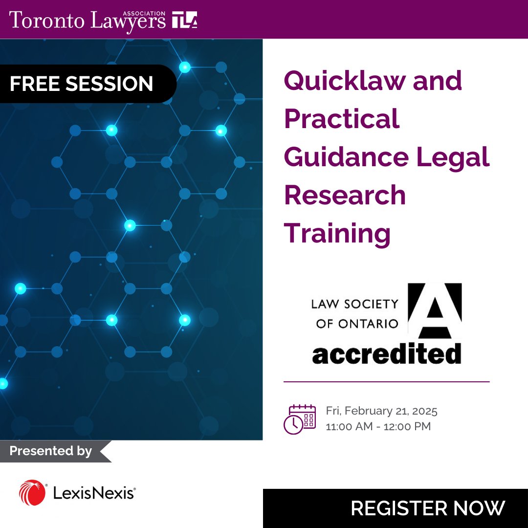 🔍 FREE legal research training from LexisNexis:

This FREE session will teach you how to search effectively and obtain accurate results every time.

Click here for training details and registration: loom.ly/LIUJhnk 

#LegalResearch #LegalTraining #QuickLawTraining #Lexis