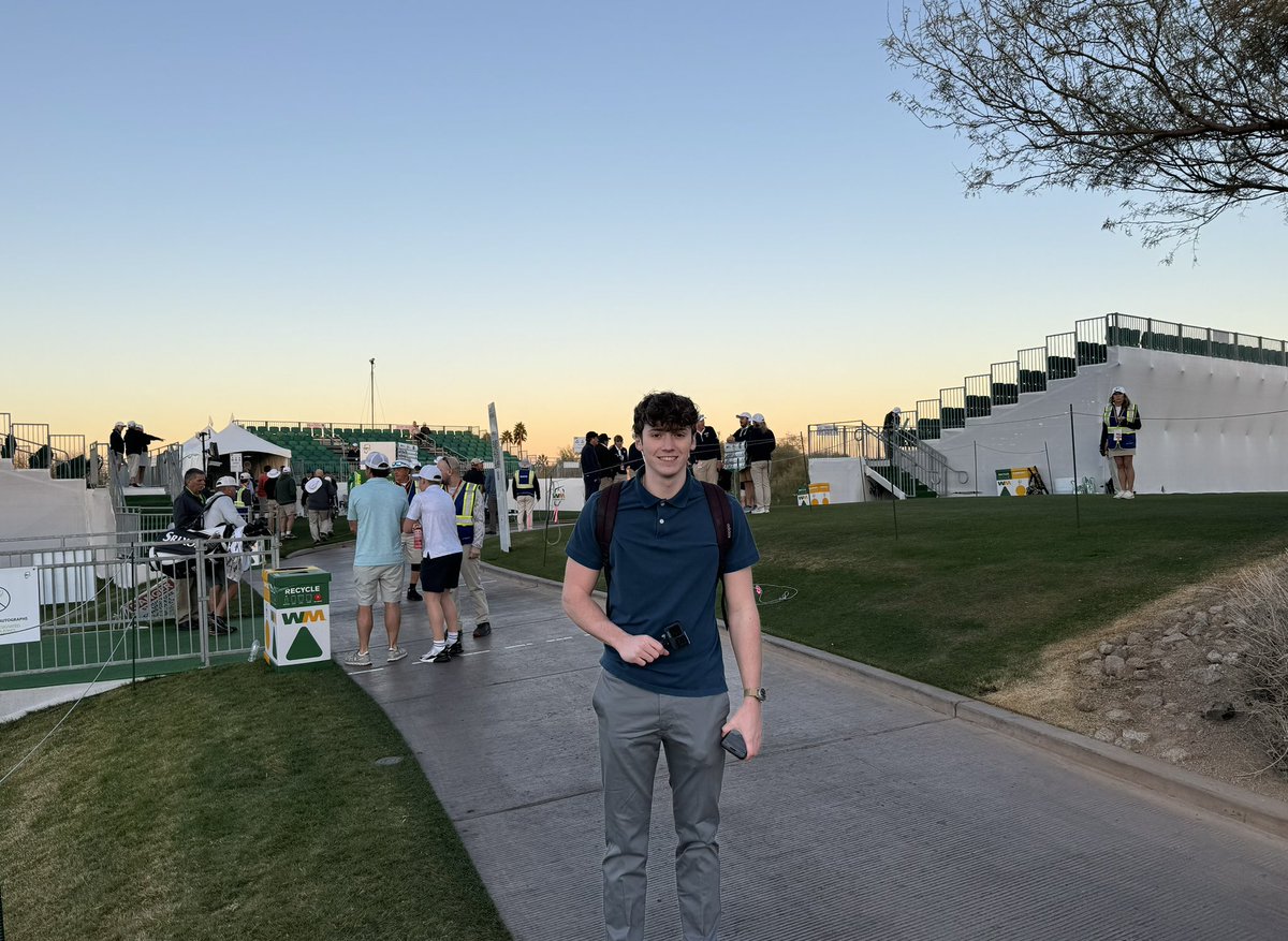 Maxwell Williams (@maxwilliams711) on Twitter photo Got to #thepeoplesopen just in time to catch the sunrise! Excited to cover Thursday <a href="/WMPhoenixOpen/">WM Phoenix Open</a> action today with <a href="/jaxrshaw/">Jackson Shaw</a>
<a href="/sportscronkite/">Cronkite News: Phoenix Sports</a> <a href="/cronkitenews/">Cronkite News</a> Got to #thepeoplesopen just in time to catch the sunrise! Excited to cover Thursday <a href="/WMPhoenixOpen/">WM Phoenix Open</a> action today with <a href="/jaxrshaw/">Jackson Shaw</a>
<a href="/sportscronkite/">Cronkite News: Phoenix Sports</a> <a href="/cronkitenews/">Cronkite News</a>