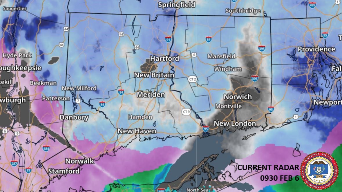 ❄️ Snow continues to fall across much of the state. Snow is transitioning to sleet and freezing drizzle for parts of the I-95 corridor. The transition to a wintry mix will continue over the next couple of hours from south to north.