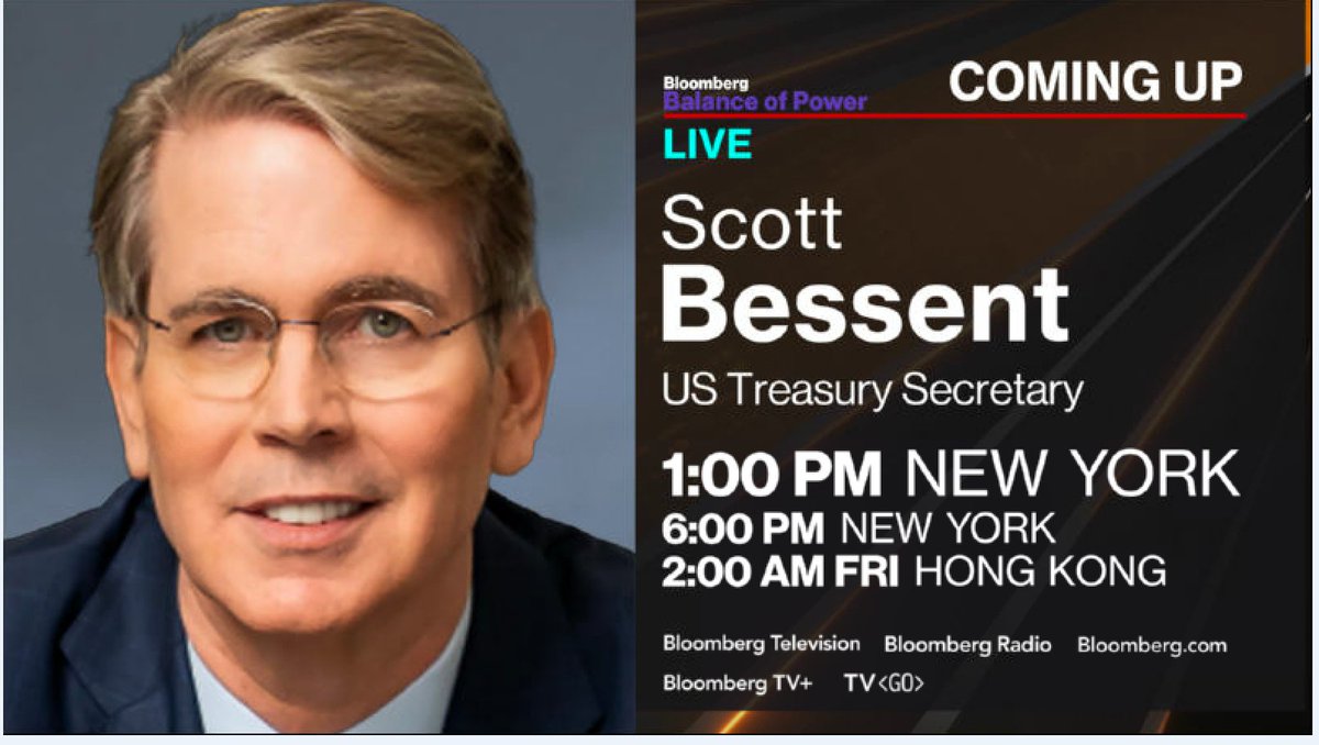 Bloomberg TV (@bloombergtv) on Twitter photo TODAY: Treasury Secretary Scott Bessent sits down for a live interview with <a href="/SalehaMohsin/">Saleha Mohsin</a> at 1pm ET trib.al/nquta2x TODAY: Treasury Secretary Scott Bessent sits down for a live interview with <a href="/SalehaMohsin/">Saleha Mohsin</a> at 1pm ET trib.al/nquta2x