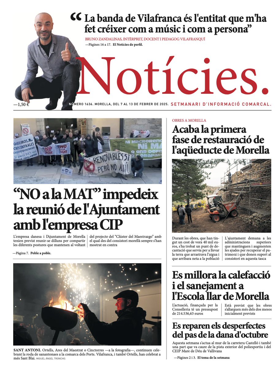 Aquesta és la portada del Notícies d'aquesta setmana. La trobaràs demà divendres al teu quiosc!
🗞
#infolocal #Cinctorres #Morella #ElsPorts #Castelló #ComunitatValenciana
▸comunicacionsdelsports.com/mitjans/setman…