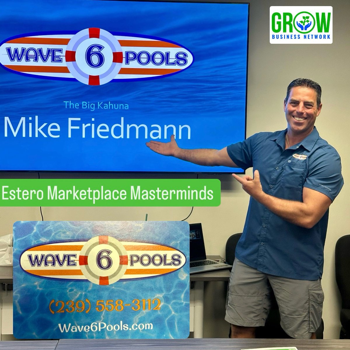 network_grow's tweet photo. A huge thank you to the Big Kahuna Mike Friedmann of Wave 6 Pools, a family-owned and locally operated business, for today’s inspiring presentation about building a business that positively impacts the community and teaching his kids to do the same! https://t.co/x1IXDYgzbh