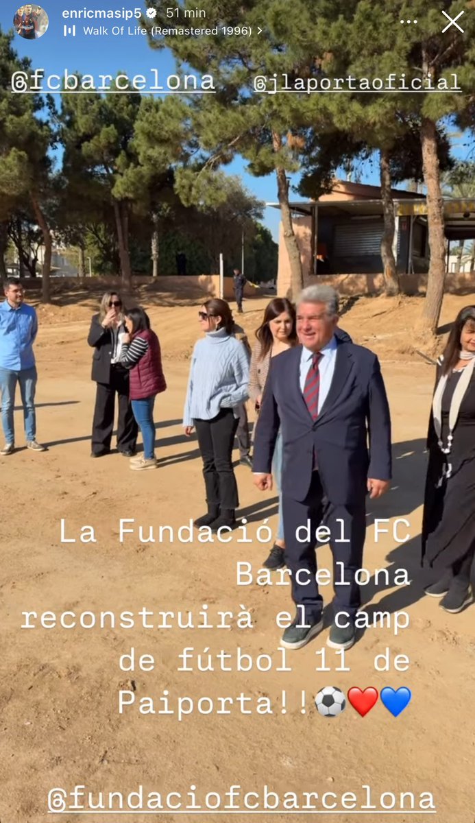 🚨 Masip cuenta en su instagram que la Fundació Barça reconstruirá el campo de Paiporta <a href="/JijantesFC/">Jijantes FC</a>