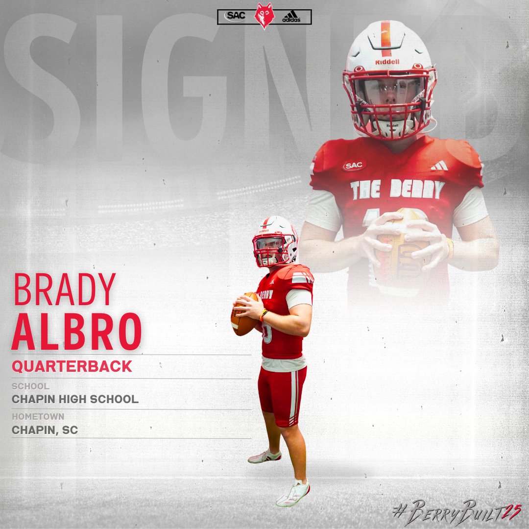 Newberry College Football (@newberry_fb) on Twitter photo ðºð°ð®ðµð¬ð«. ðºð¬ðšð³ð¬ð«. ð«ð¬ð³ð°ðœð¬ð¹ð¬ð«.âïž
<a href="/AlbroBrady/">Brady Albro</a> is officially part of the packâŒïž
#BerryBuilt25 | #WeAreOneðº ðºð°ð®ðµð¬ð«. ðºð¬ðšð³ð¬ð«. ð«ð¬ð³ð°ðœð¬ð¹ð¬ð«.âïž
<a href="/AlbroBrady/">Brady Albro</a> is officially part of the packâŒïž
#BerryBuilt25 | #WeAreOneðº