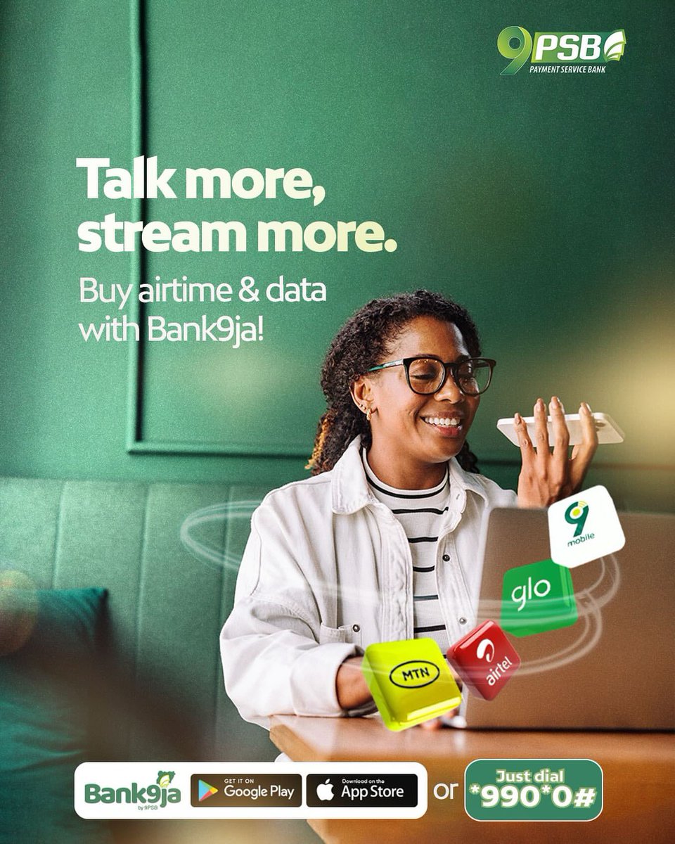Buying airtime and data with paying other bills has been made easy by Bank9ja. Download the app now and make seamless transactions.

Thank me later.