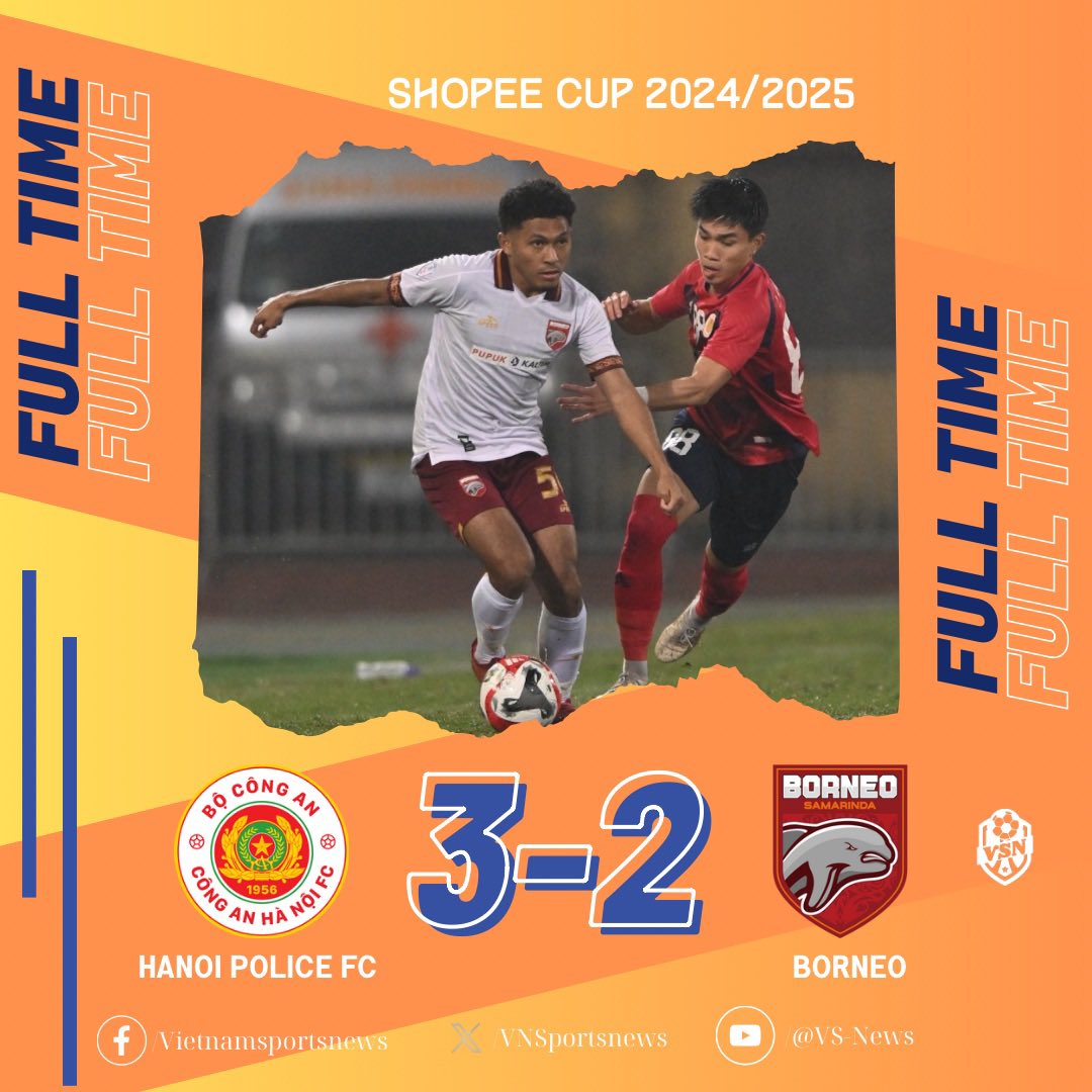 VNSportsnews's tweet image. ASEAN CLUB CHAMPIONSHIP - SHOPEE CUP 2024/25 Group B
FT Hanoi Police FC 3-2 Borneo

Hanoi Police FC remains unbeaten after the group stage of the Shopee Cup 2024/2025.
#ShopeeCup #HanoiPoliceFC #CAHN #vsn #Borneo