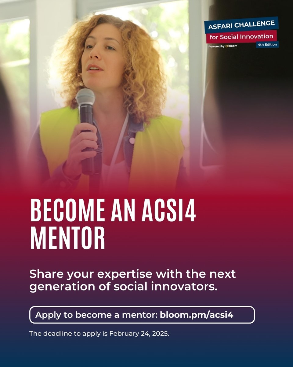 Share what you know. Create change that lasts.

Guide passionate social innovators building solutions in sustainability, governance, media, civic engagement &amp; lifelong learning across Lebanon, Jordan, Palestine &amp; Syrian diaspora.

Apply: bloom.pm/acsi4 | Feb 24

#ACSI4