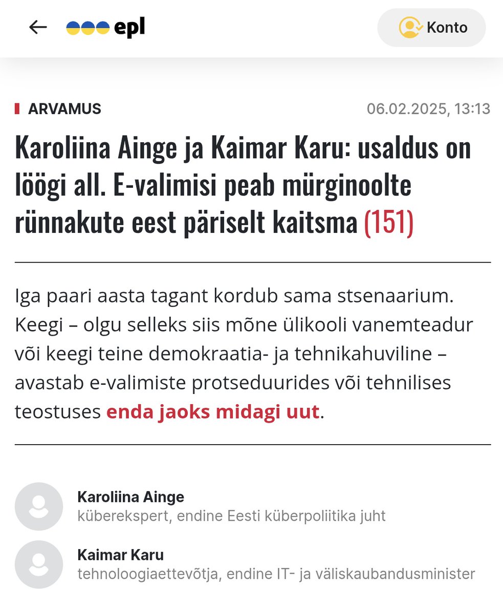 Vaatasime <a href="/KaroliinaAinge/">Karoliina Ainge</a>-ga mis jaur ja häma *jälle* meie e-valimiste umber käima läks ja panime mõned oma mõtted kirja. Põms - kui me selle teemaga strateegiliselt (mitte päevapoliitiliselt!) tegelema ei hakka, siis anname riigina rohelise tule meie demokraatia nõrgestamisele.