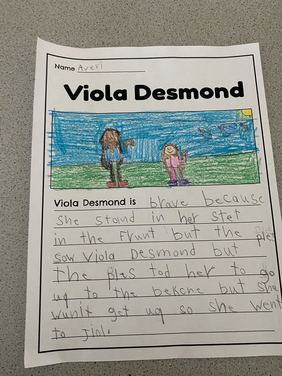 VenessaEwing4's tweet photo. We are learning about being brave with our  scared teaching and African Heritage month person Viola Desmond @giles_school @HRCE_NS https://t.co/lflgaZec2c