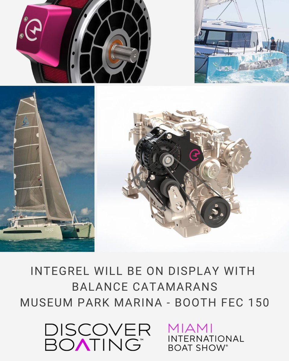 Integrel Solutions is heading to <a href="/MiamiBoatShow/">Miami International Boat Show</a> 2025!

We’ll be on the #balancecatamarans stand (Booth FEC 150), showcasing our E-Drive display—a game-changer in propulsion &amp; power. Plus, see an Integrel E-Power dual system onboard the Balance 442.

📆 Feb 12-16
📌 Booth FEC 150